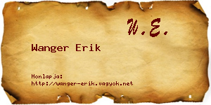 Wanger Erik névjegykártya